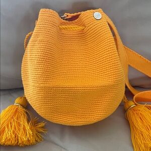 EKAA BAGS Woven Orange Bucket / Crossbody Bag NWOT